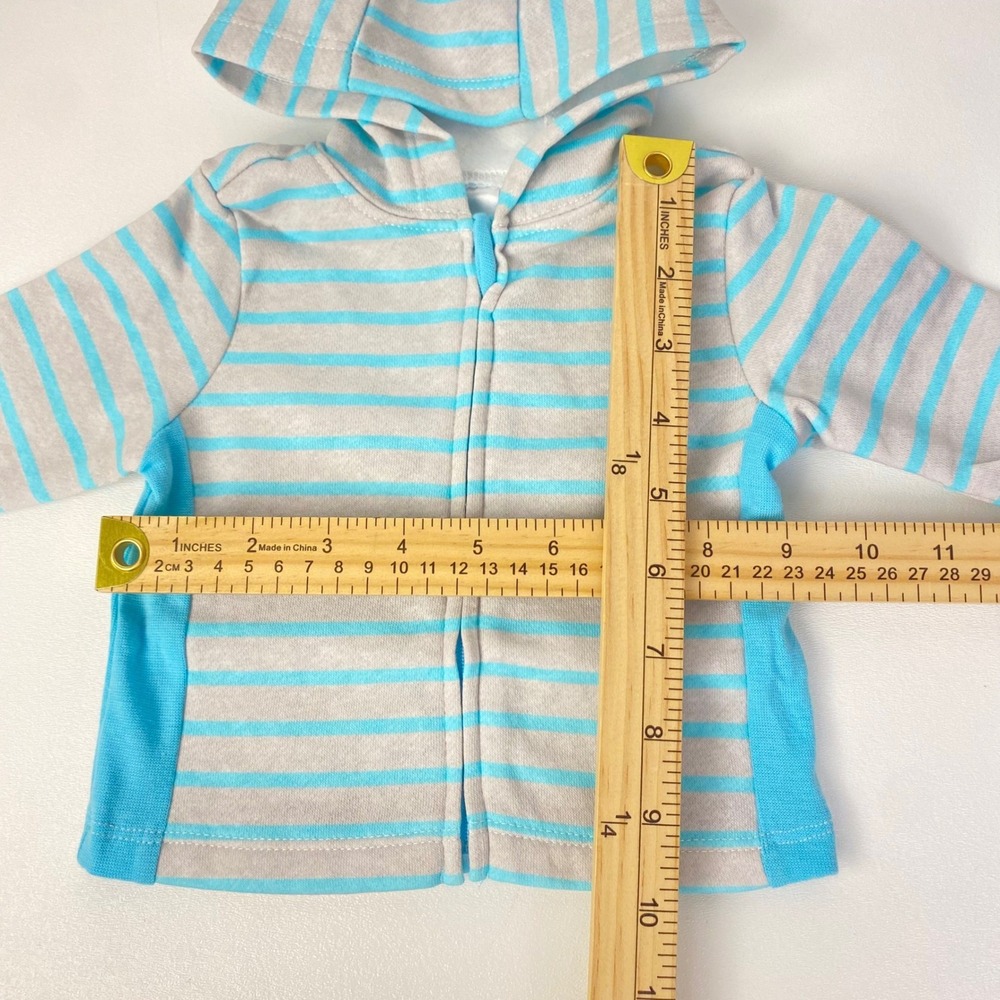 Hanes Hoodie and Pants 2pc Set Baby 0-6M Blue Grey Striped ‎ Fleece Zip Up - Picture 4 of 13